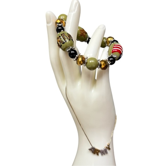Alex and Ani Sterling Silver Army Bracelet & Stretch Beaded Army Bracelet EUC - Picture 10 of 11